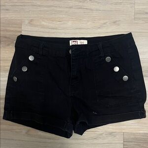 LEI Women's Black Jean Shorts with Button Accents